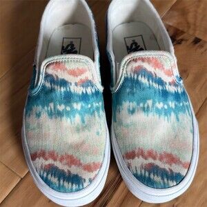 Vans Asher Slip-On Sneakers Womens Pastel Tie Dye Multicolor Low Top